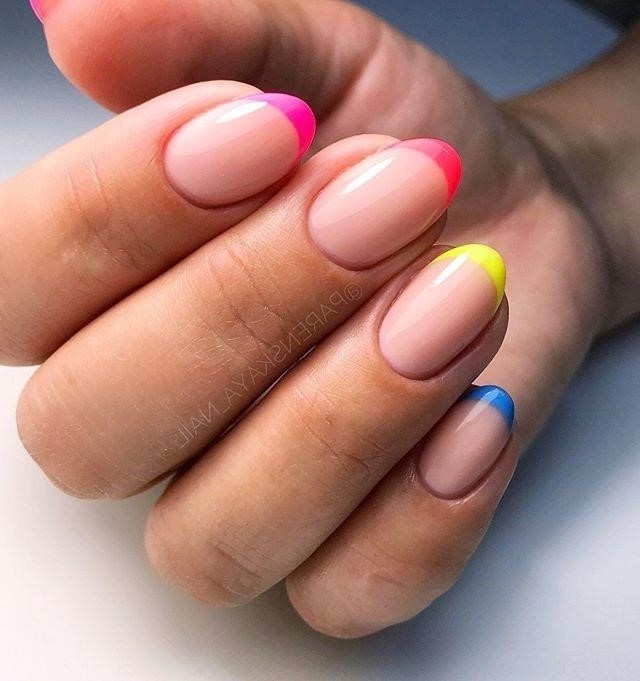 Ногти Дизайн 2020 Френч Цветной