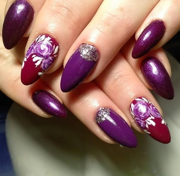 Бордовый С Фиолетовым Дизайн Ногтей