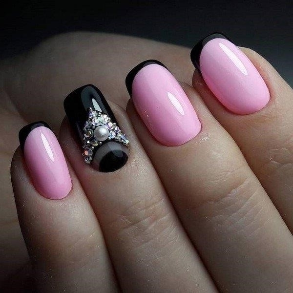 Дизайн Ногтей Черный С Розовым Фото