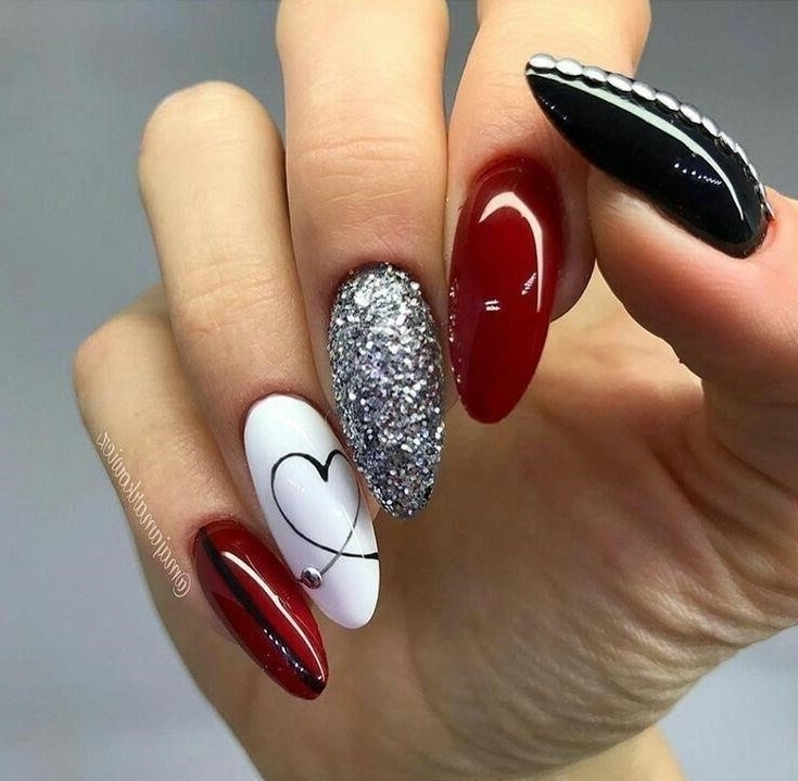 Дизайн Ногтей Красный С Черным С Серебром