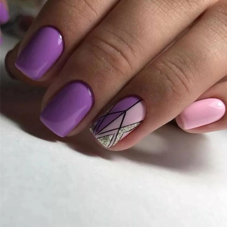 Фиолетово Розовый Маникюр На Короткие Ногти