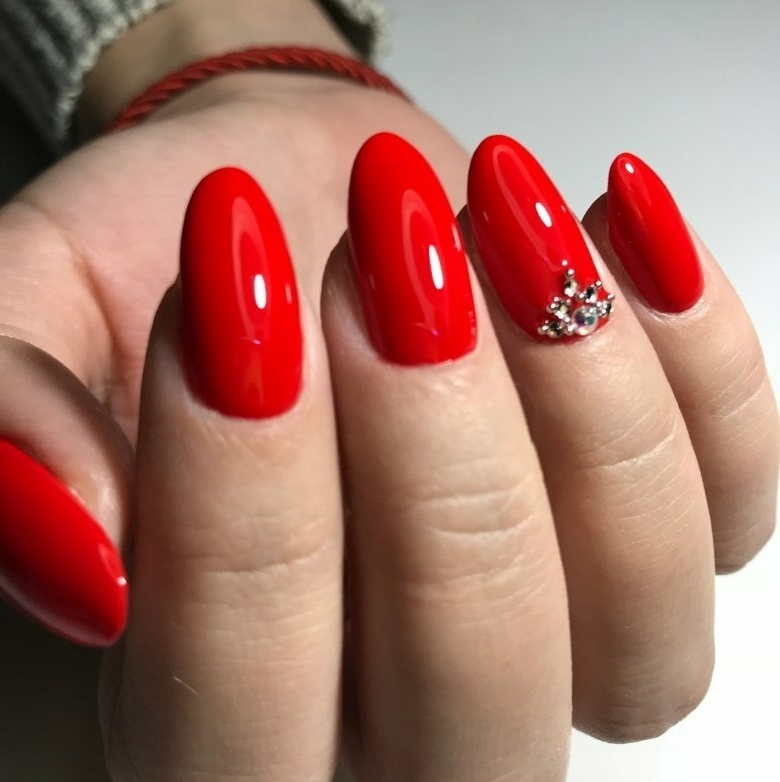 Миндальные Ногти Дизайн Красный Цвет
