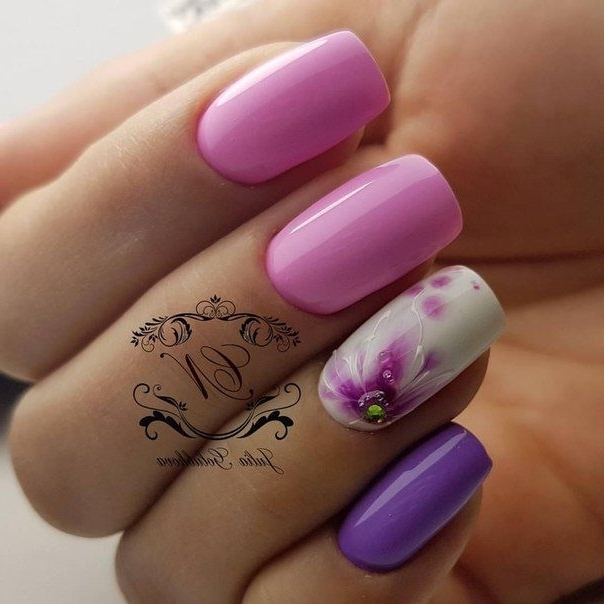 Дизайн Ногтей Светло Фиолетовый С Розовым