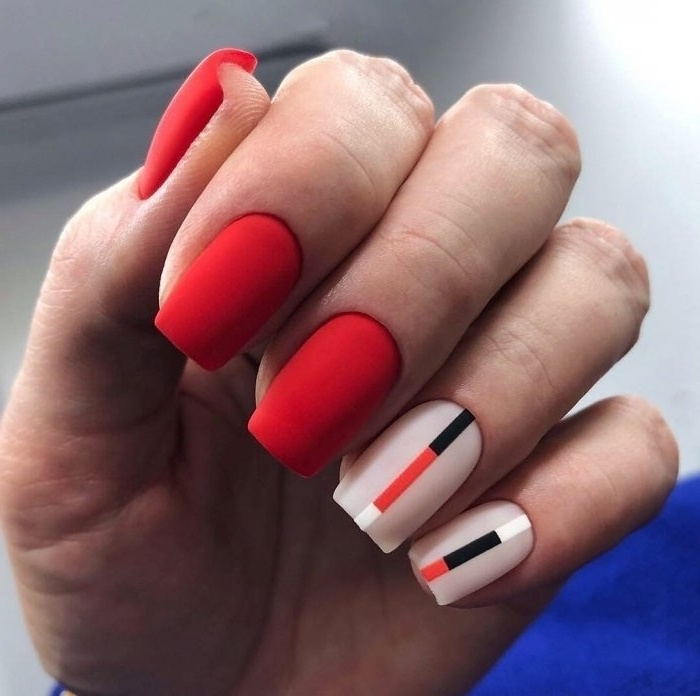 Красные Матовые Ногти Дизайн