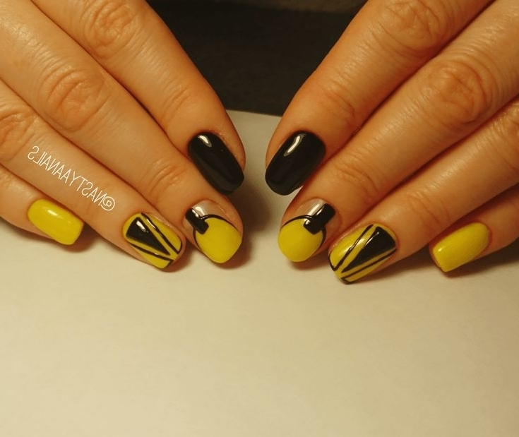 Черно Желтый Маникюр На Короткие Ногти