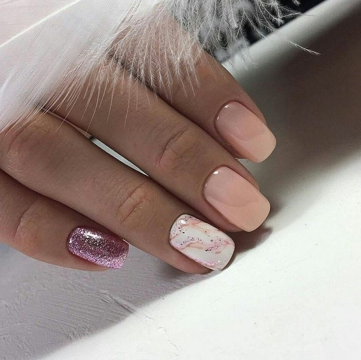 Розовый Маникюр На Короткие Квадратные Ногти Фото
