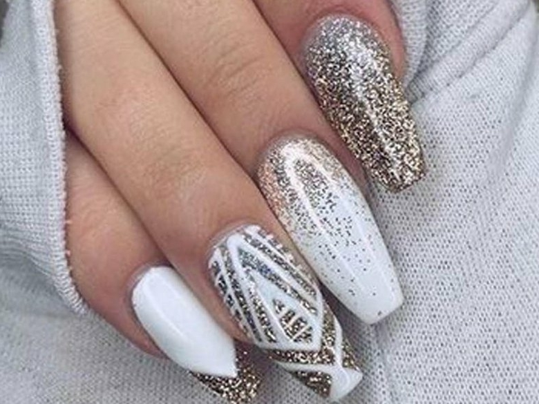 Ногти Дизайн Бело Серебристый Цвет