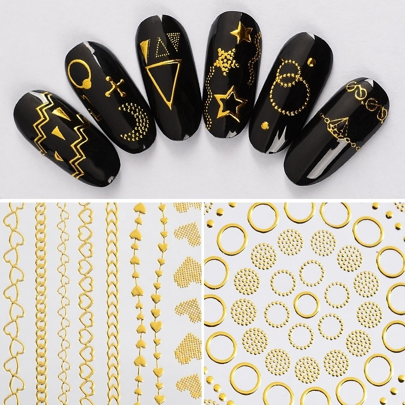 Дизайн Ногтей С Золотыми Наклейками