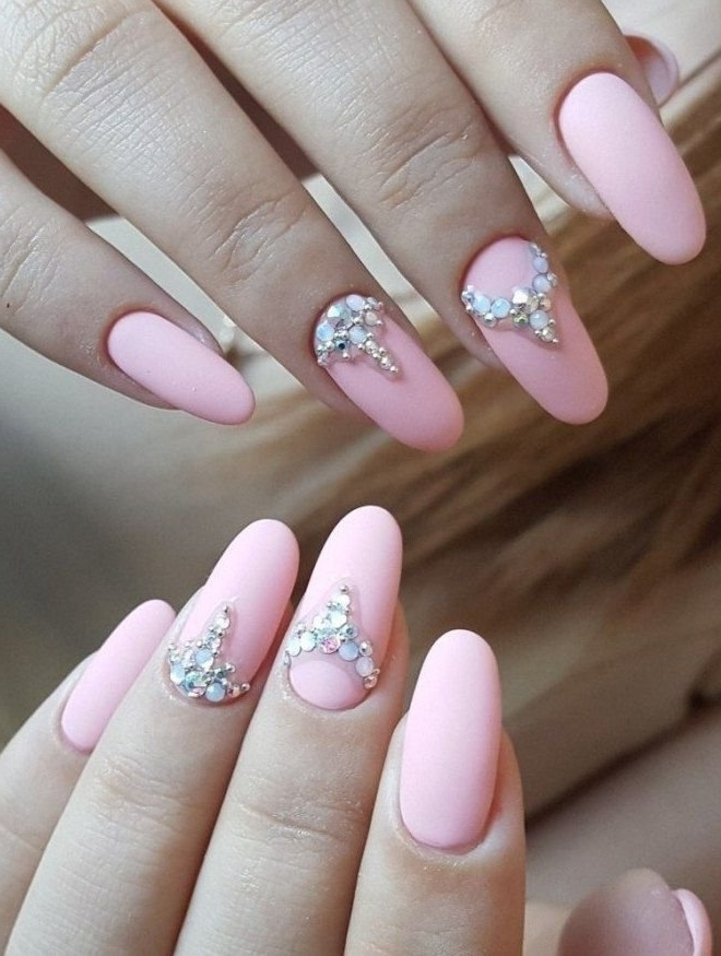 Нежно Розовые Ногти Со Стразами Фото Дизайн