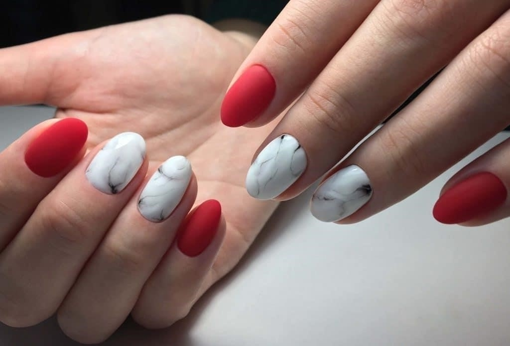 Дизайн Ногтей Красный С Белым Матовый