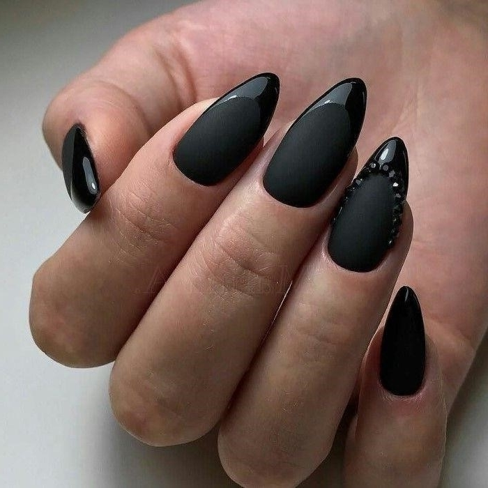 Черные Ногти Дизайн Фото Миндальной Формы