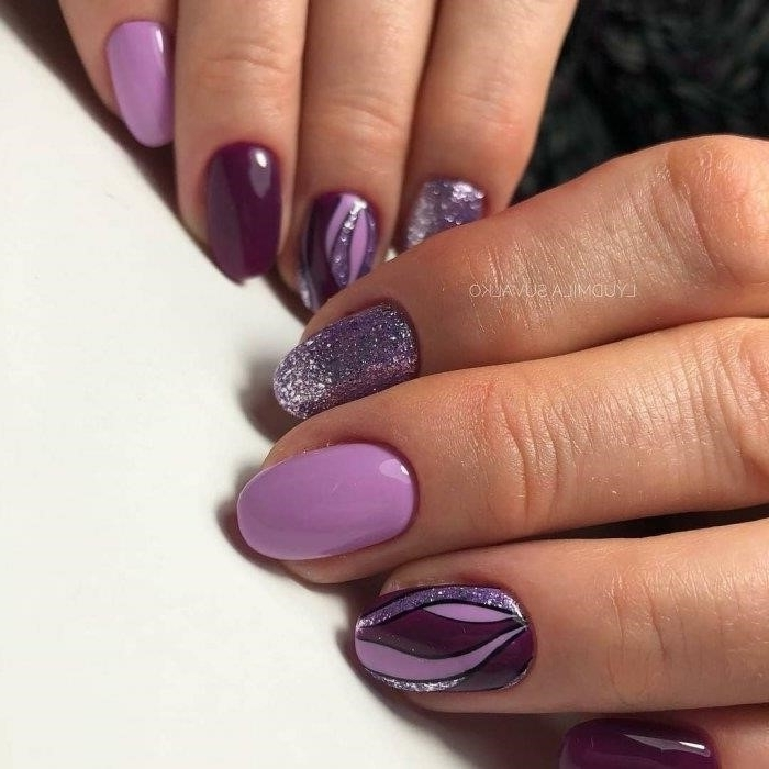 Фиолетовый Маникюр С Дизайном На Короткие Ногти