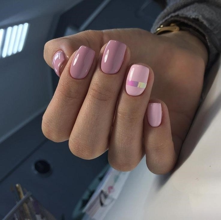 Розовый Маникюр На Короткие Ногти Фото 2020