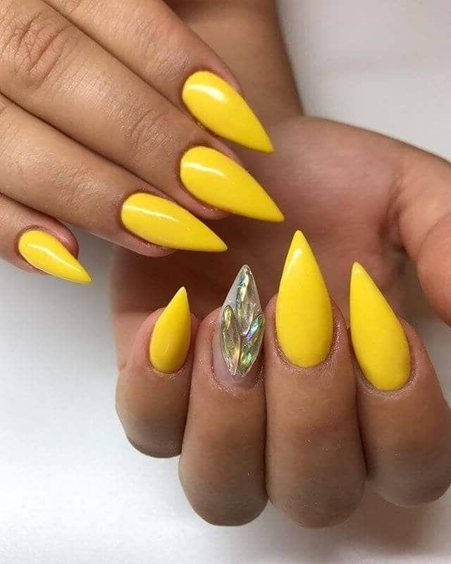 Желтые Ногти Дизайн Острые