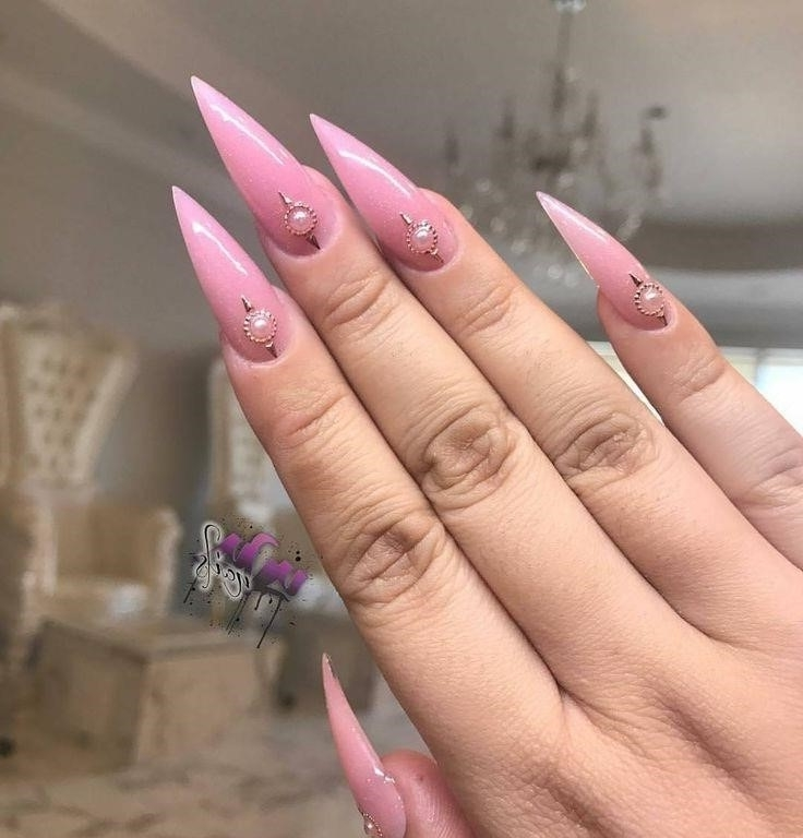 Розовый Маникюр На Острые Ногти Дизайн
