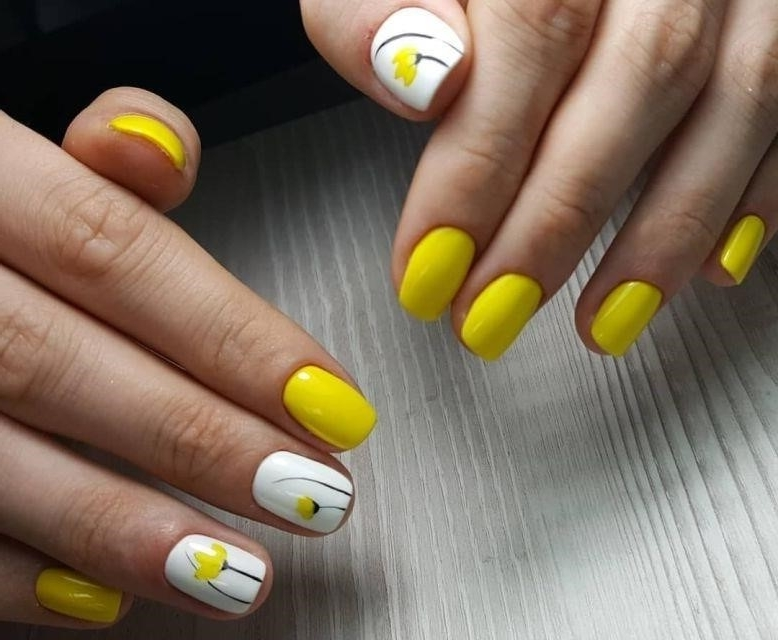 Желтый Маникюр На Короткие Ногти Фото