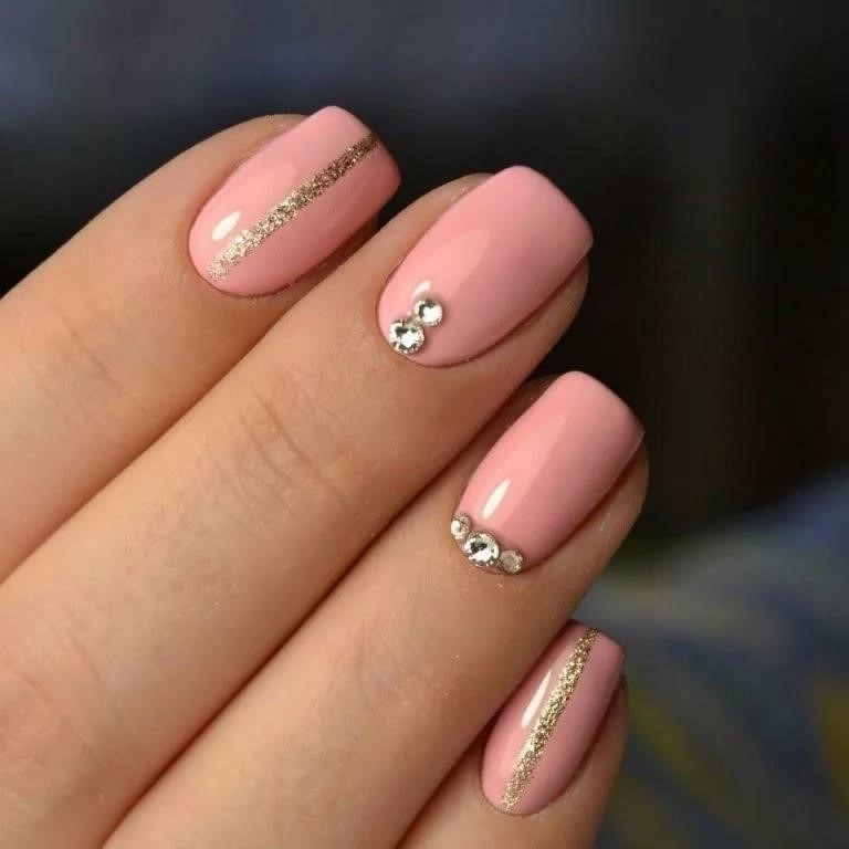 Ногти Дизайн Розовые Строгий