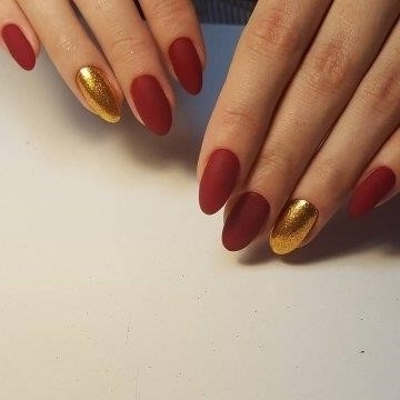 Дизайн Ногтей Красный С Золотой Втиркой