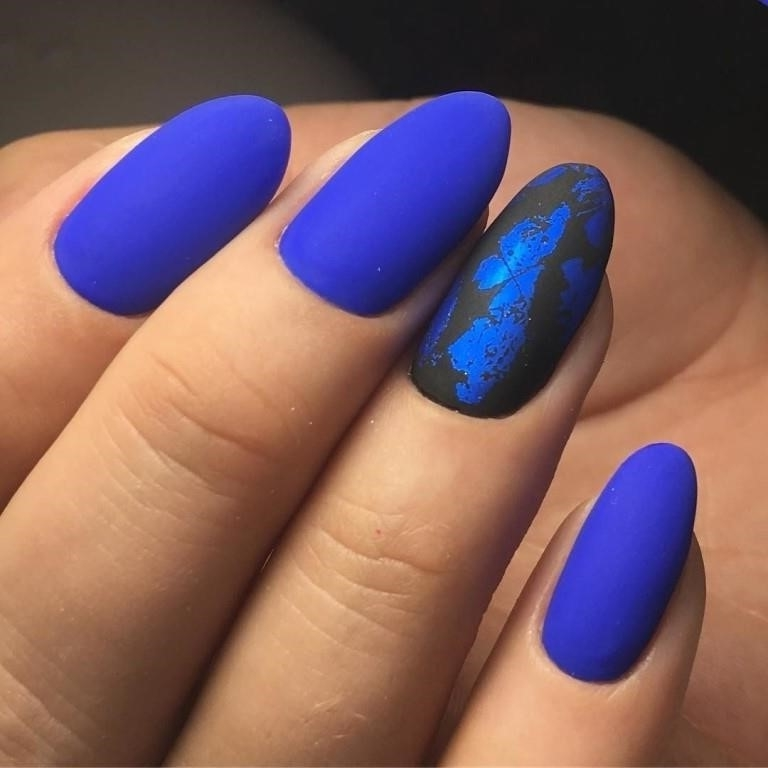 Синие Матовые Ногти Дизайн Фото