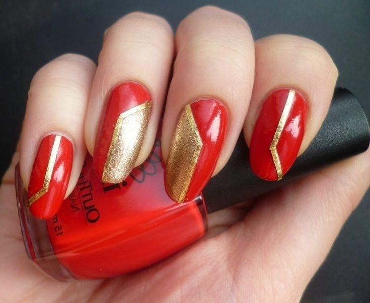 Красный Маникюр С Золотом Модные Тенденции