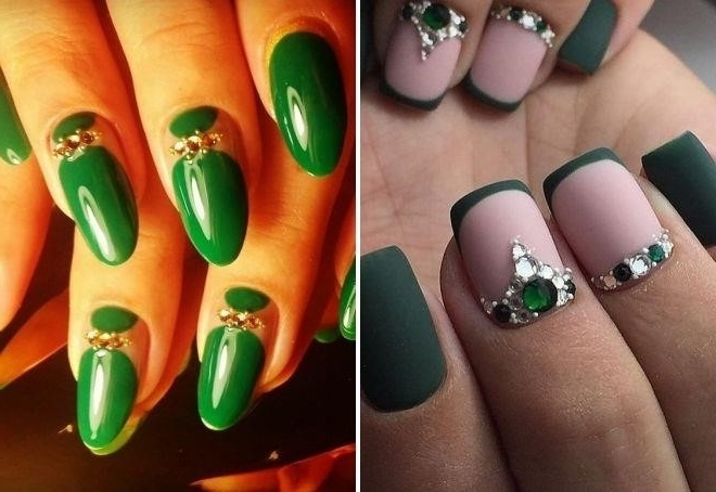 Какие сделать ногти к зеленому платью