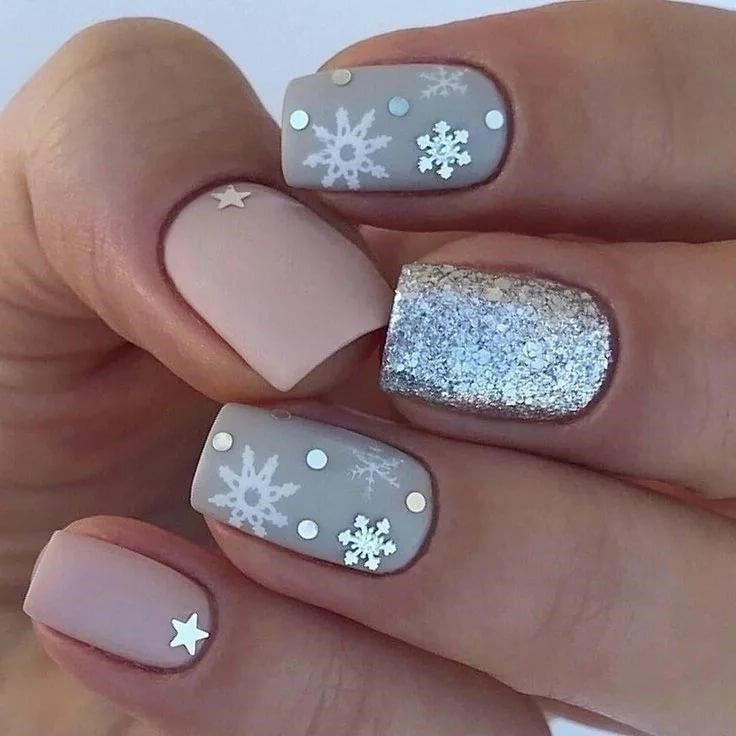 Зимний Дизайн Коротких Ногтей