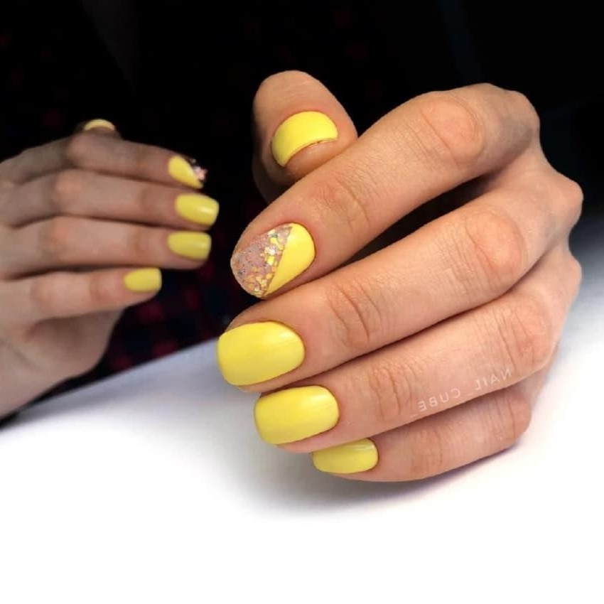 Желтый Матовый Маникюр На Короткие Ногти