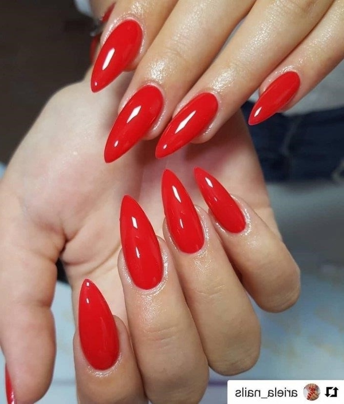 Миндальные Ногти Дизайн Красный Цвет