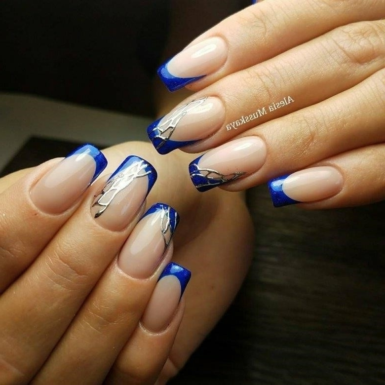 Синий Френч С Рисунком На Ногтях Фото