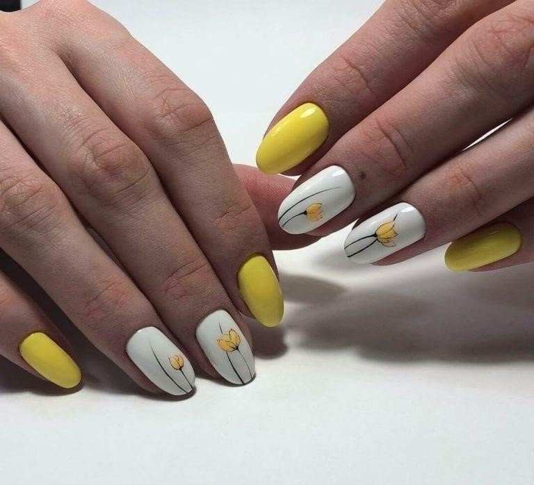 Ногти в желтых тонах дизайн фото