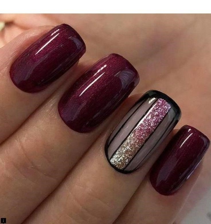Бордовый С Фиолетовым Дизайн Ногтей