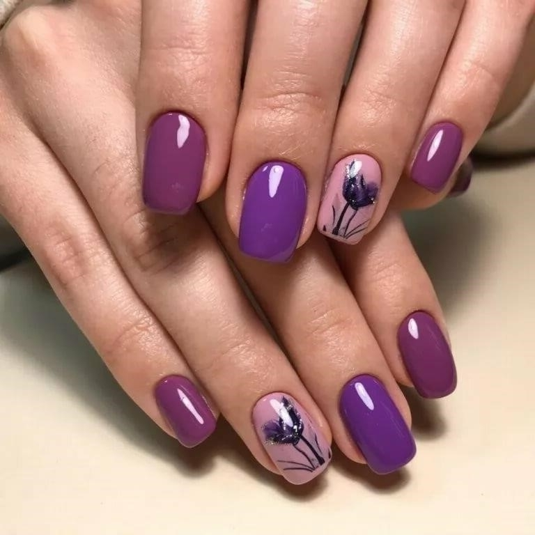 Дизайн Ногтей Фиолетовым Гель Лаком Фото