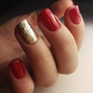 Маникюр Дизайн Ногтей Красный С Золотом