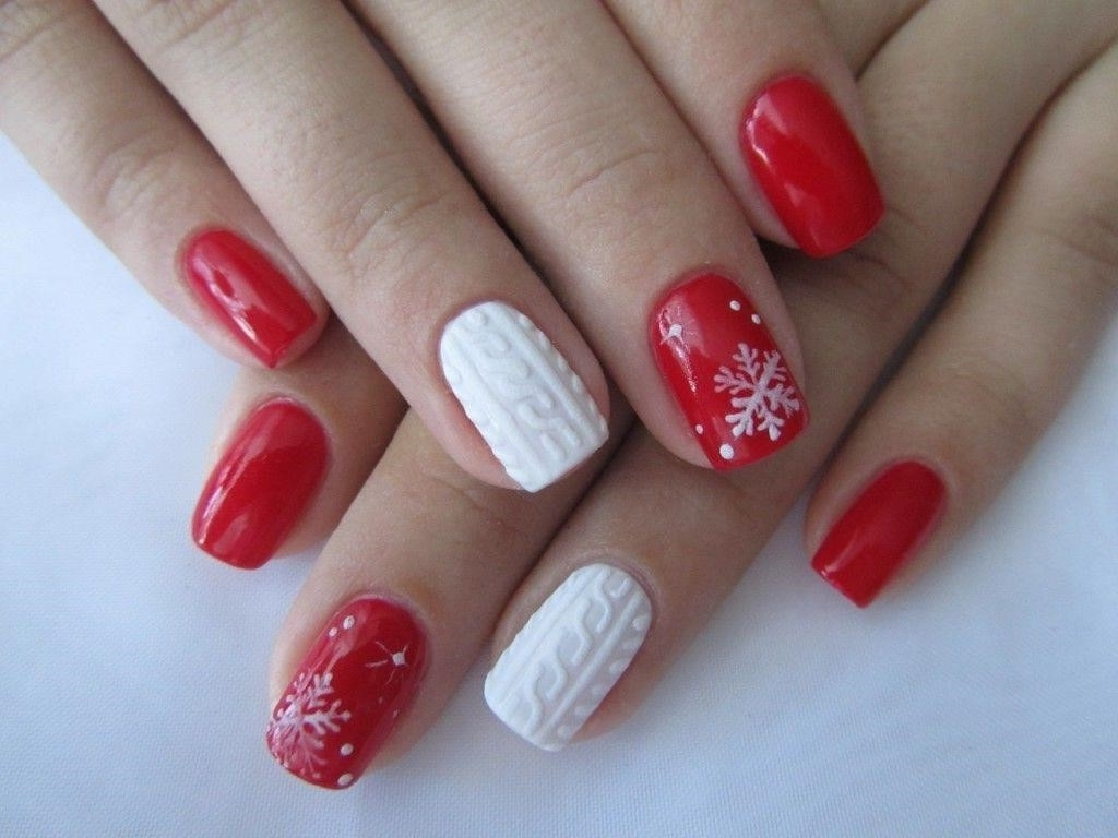 Ногти Дизайн Фото Зима Красный