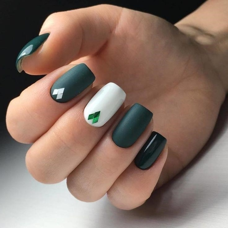 Дизайн Ногтей Белого С Зеленым Цветом