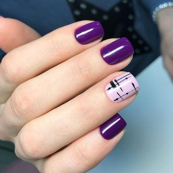 Идеи Маникюра На Короткие Ногти Фиолетовый