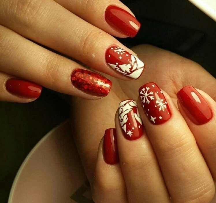 Ногти Дизайн Фото Зима Красный