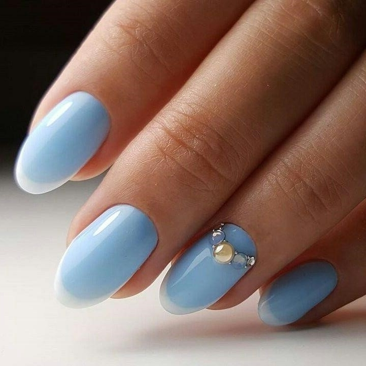 Голубой Дизайн Коротких Ногтей