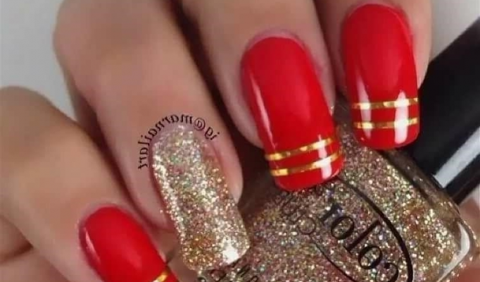 Ногти Красные С Золотом Фото