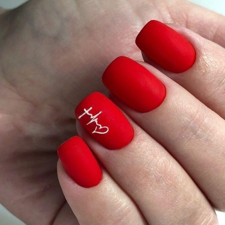 Красные Матовые Ногти Дизайн