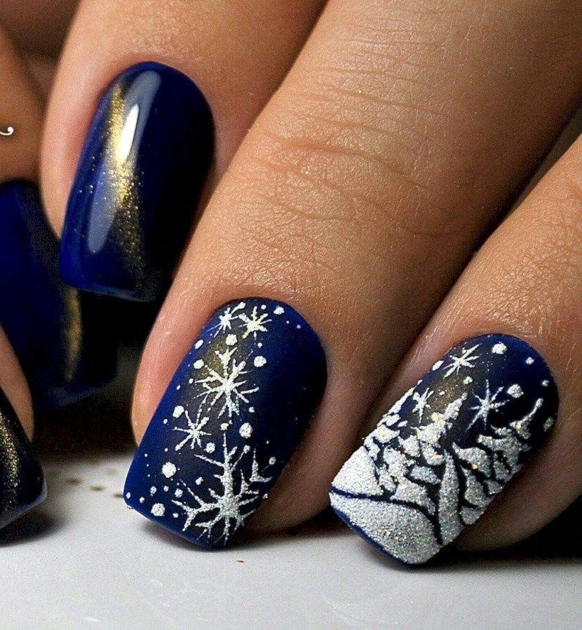 Синий Дизайн Новогодних Ногтей